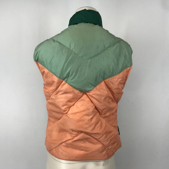 VINTAGE ALPINE DESIGNS ~ WOMENS MEDIUM ~ GREEN PEACH DOWN PUFFER FULL ZIP VEST - Picture 5 of 6
